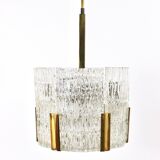 Kalmar Suspension Tambour Drum, Brass, Frosted Textured Glass, Austria, 1960s