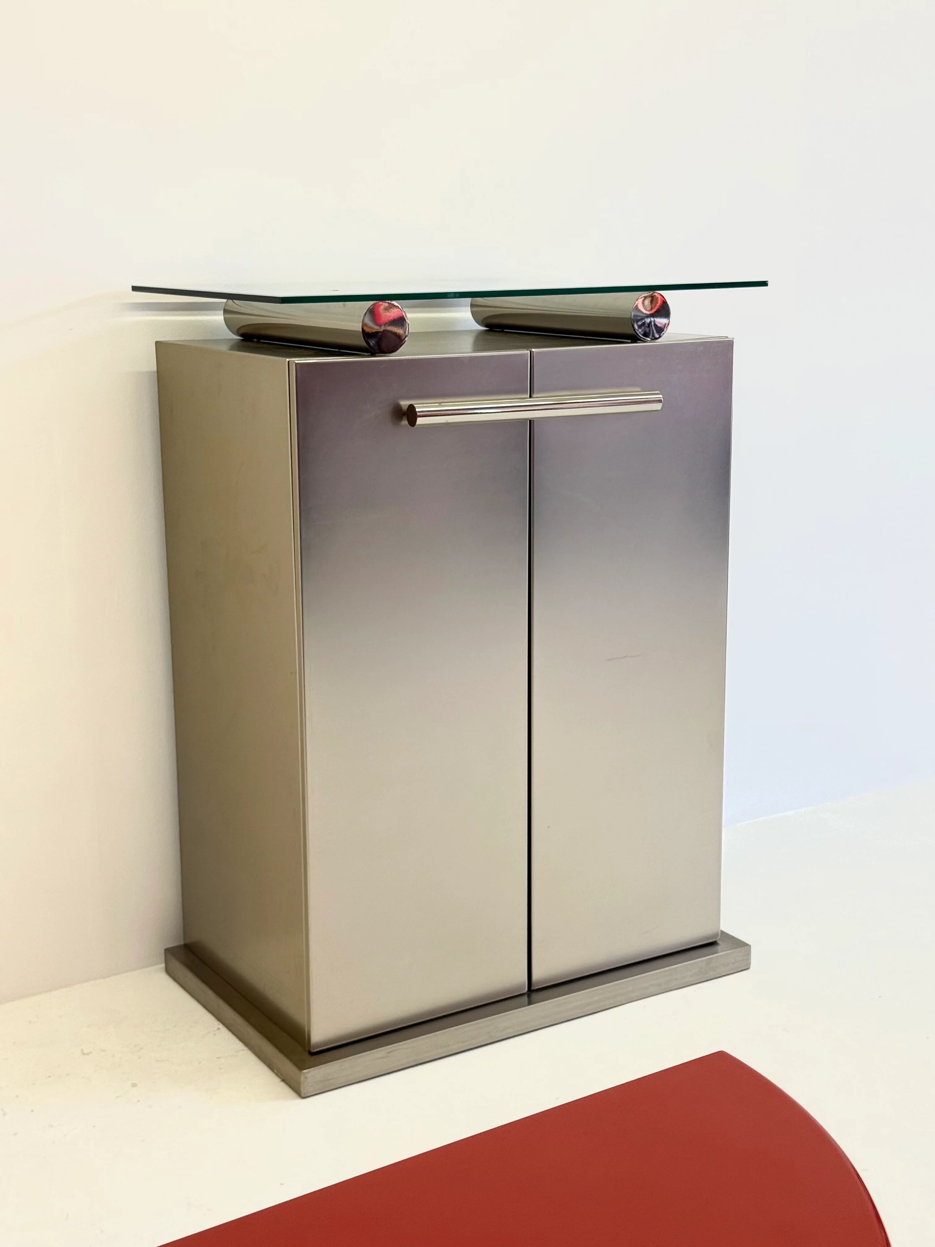 Postmodern aluminium bar cabinet by Belgochrom
