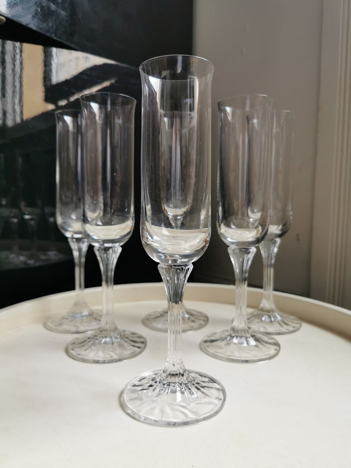 6 flûtes hautes vintage en cristal
