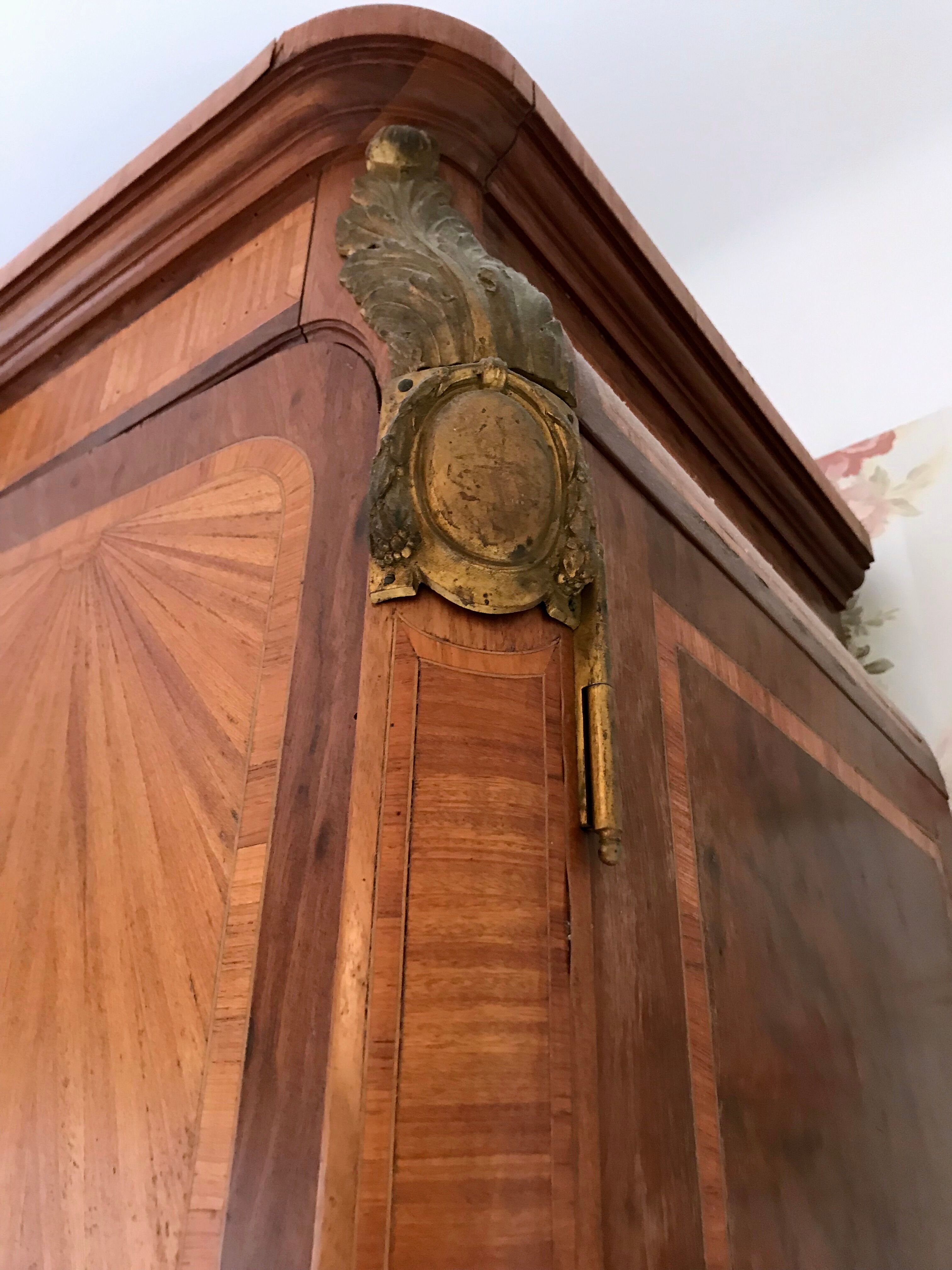 Art deco inlaid and bronze 3-door wardrobe circa 1920