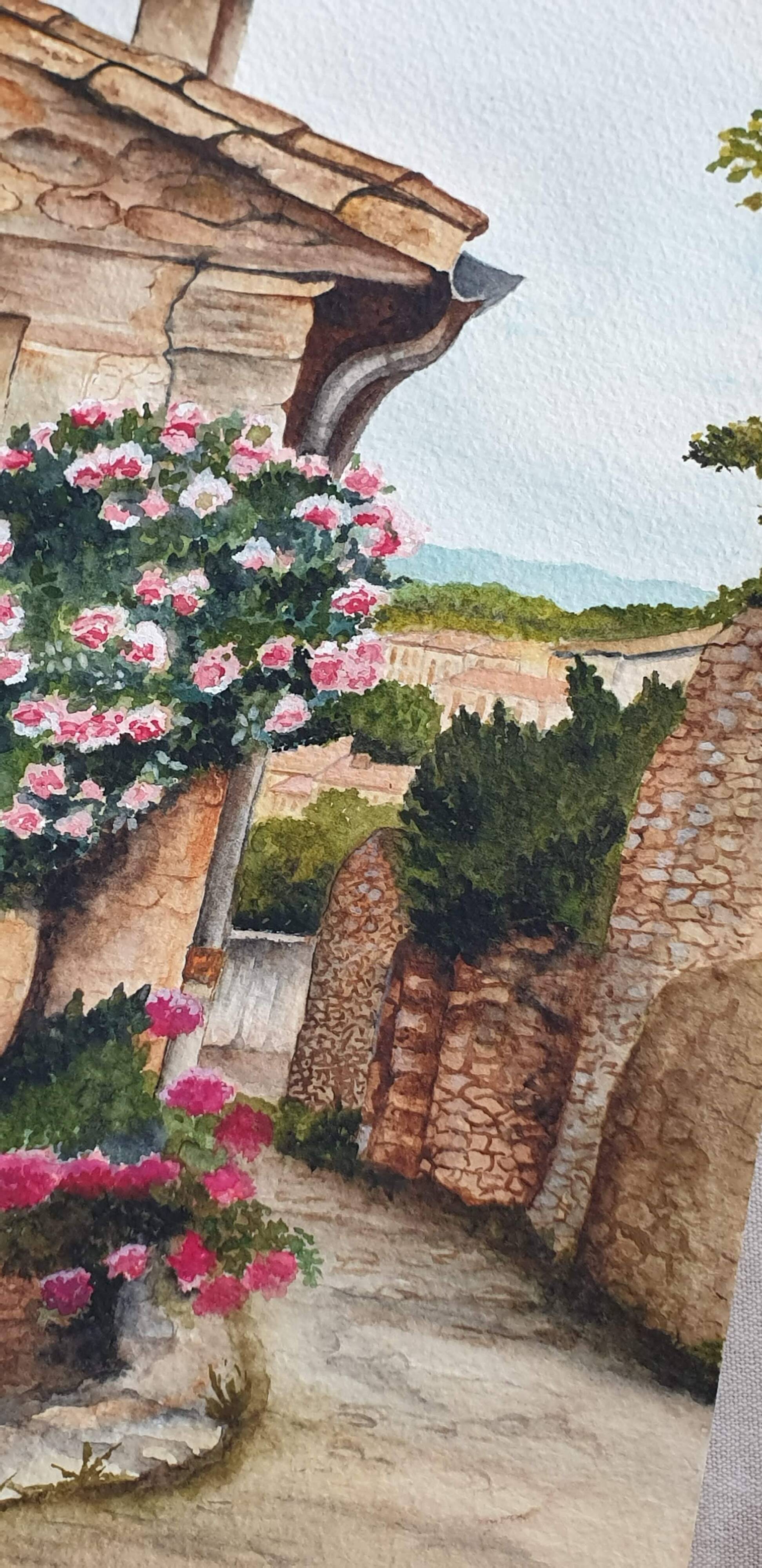 Fine art print of watercolor "Bormes-les-Mimosas"