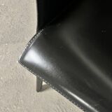 Office chair with armrests in thick black leather, Cattelan Italia