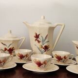 Digouin Sarreguemines coffee service with iris decoration