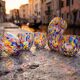 Set of 6 blown glass glasses with Murano murrine.
