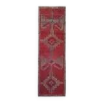 Tapis couloir en laine et coton fait main Oushak turc des années 1970, 78x379.