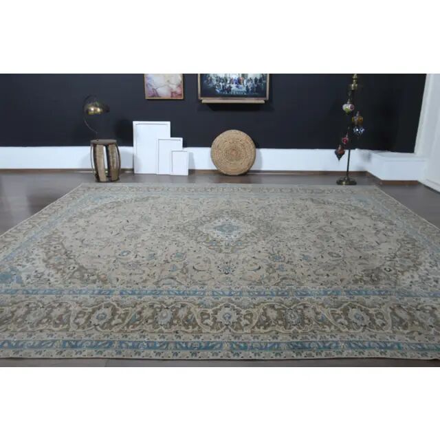 1970s Vintage Persian Handknotted Wool Brown Oversize Area Rug 290x358