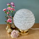 Vintage Art Deco globe table lamp in white Clichy glass