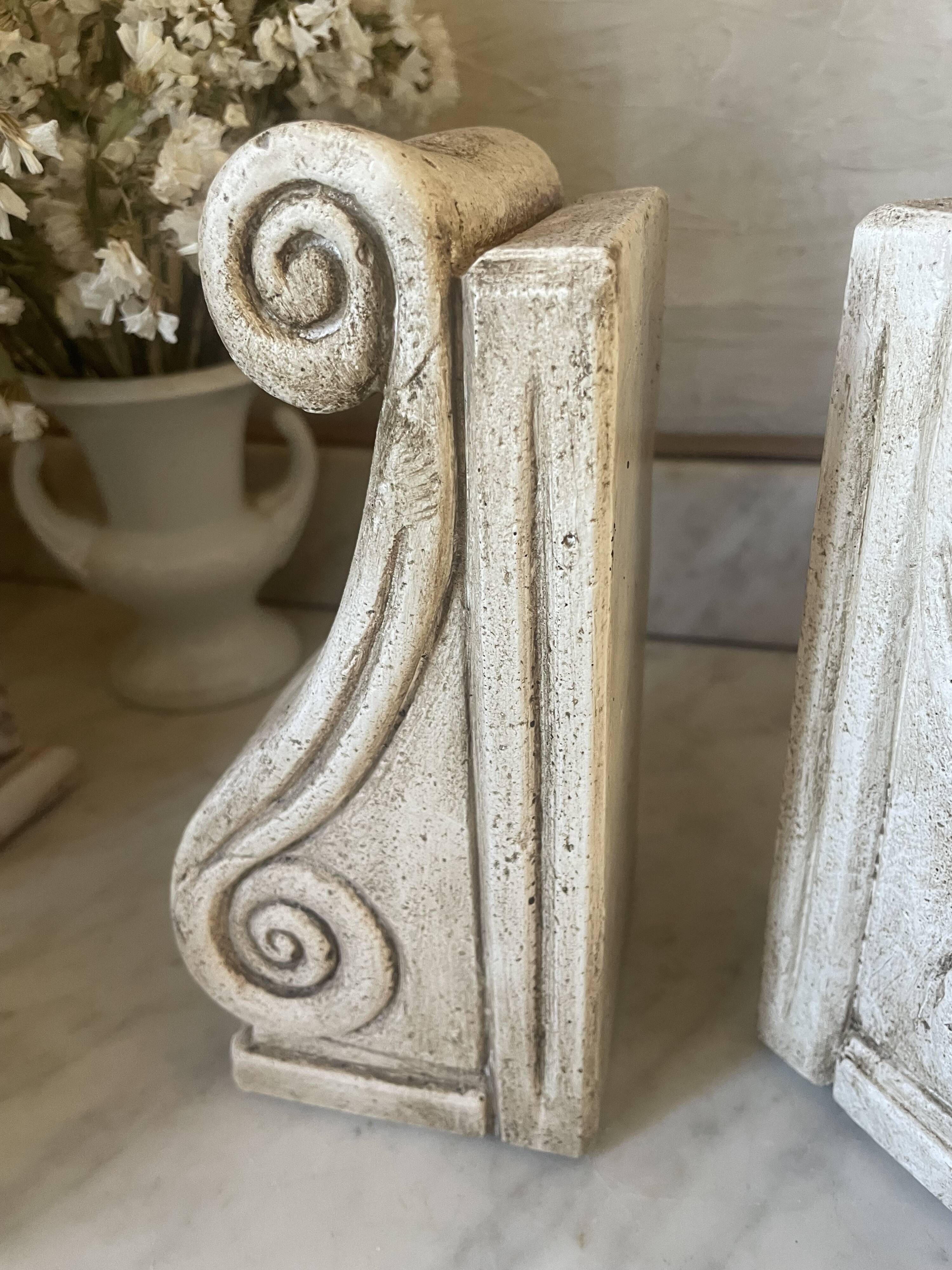 Pair of vintage patinated plaster bookends