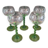 5 white wine glasses from Alsace from the 1970s
