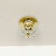 1 of 2 Large Brass and Floral Ice Glass Flush Light by Glashütte Limburg