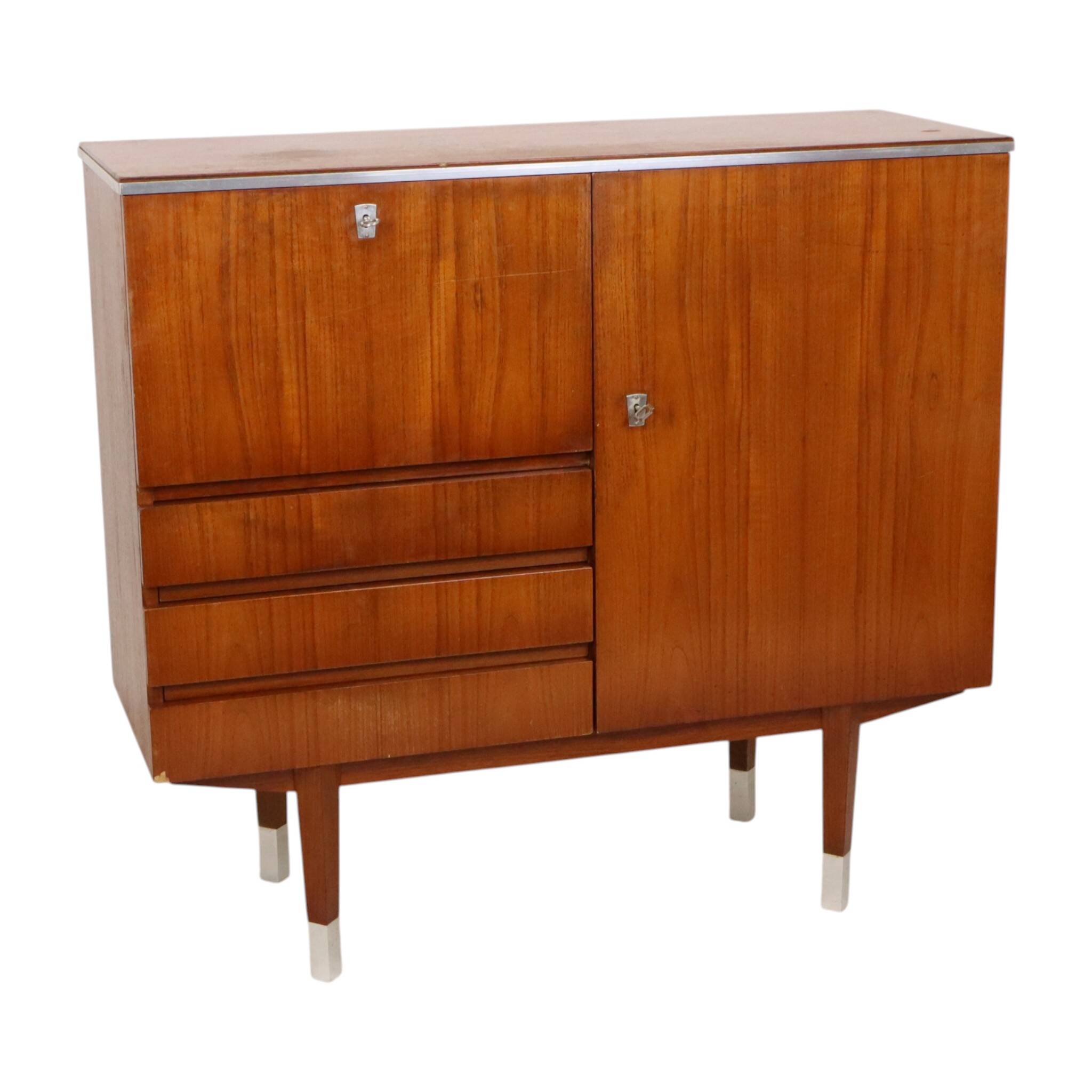 Meuble bar, buffet en placage de teck, années 1960