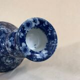 Blue ceramic candle holder pattern small white flowers