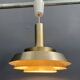 Lampe à suspension en métal VEB couleur laiton et blanc années 1960