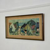 Swedish Oil on Canvas – “Fiskeläge” by Carl Berndtsson