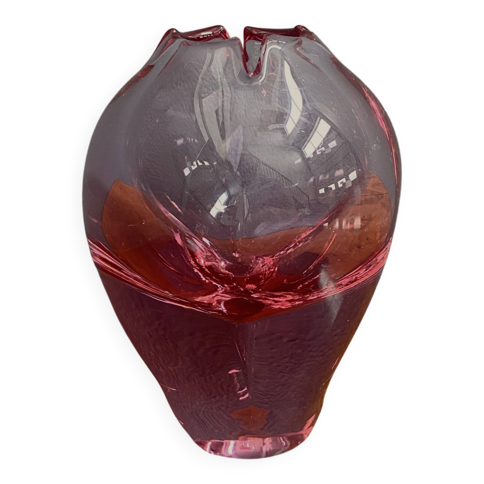 Red Glass vase "tulip" top 1960s
