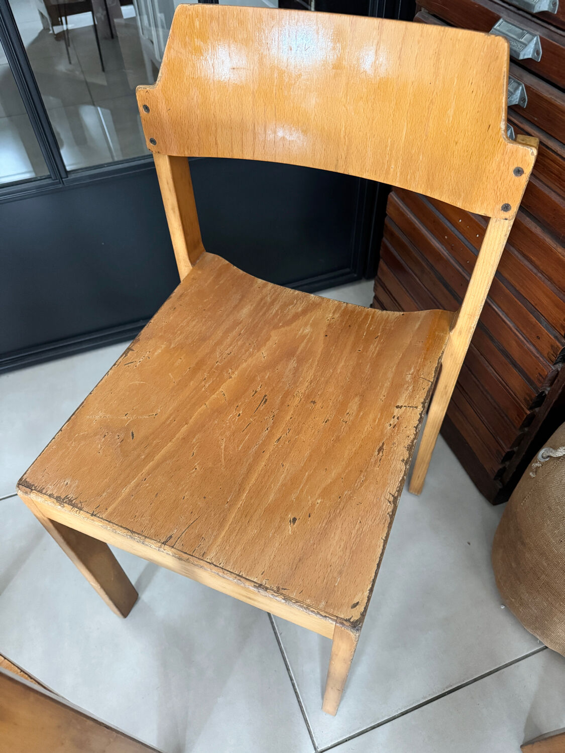 5 vintage stackable chairs — Rainer Schell Schlapp Möbel 1960s