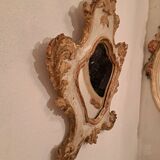 18th century Venetian mirror in painted and gilded wood