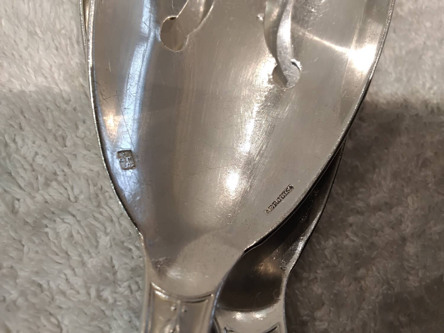 2-piece silver-plated salad serving set, Ercuis Lauriers goldsmith
