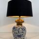 Pair of porcelain lamps with Chinese-style decorations and brass.