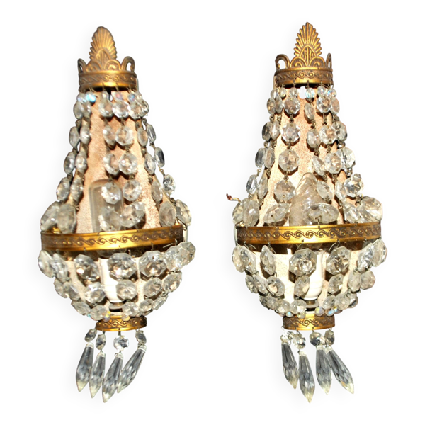 Appliques à pampille doré et cristal taillé