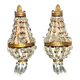 Pair of vintage lamps: wall lights with gold trim and cut crystal.