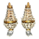Pair of vintage lamps: wall lights with gold trim and cut crystal.