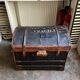 Wicker bag Gaigneur, coated canvas and leather marked JG