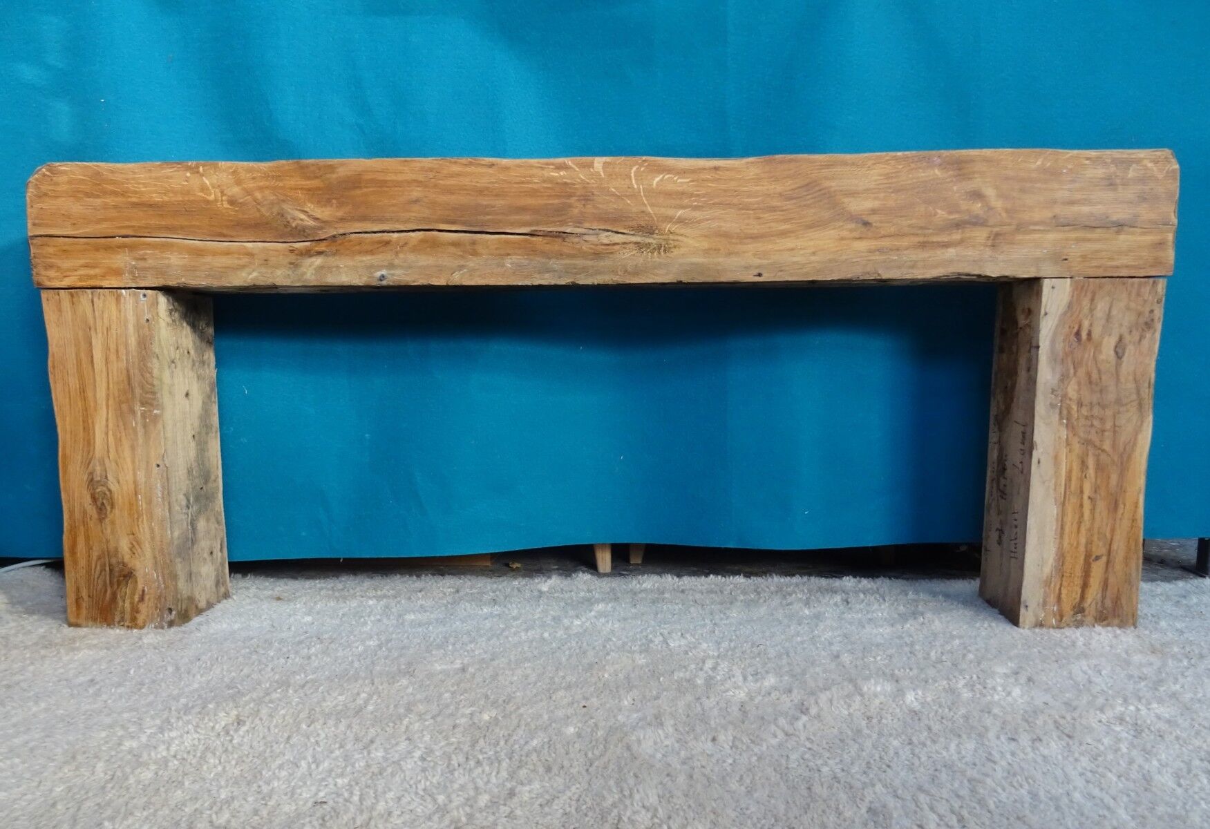 Brutalist console solid oak