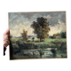 Old Impressionist Landscape – Pond and Countryside – Oil on Canvas