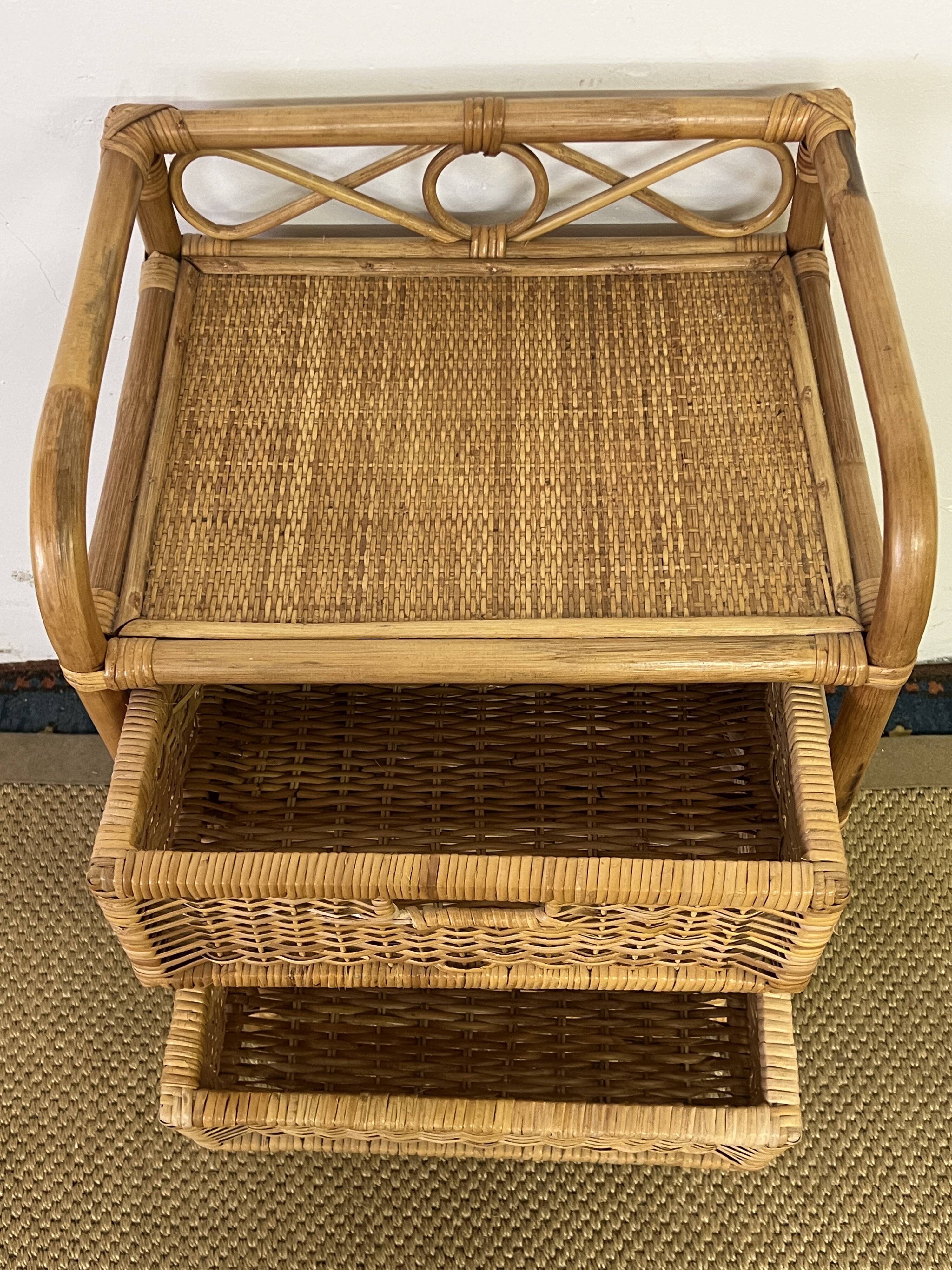 Vintage rattan chest of drawers