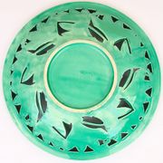 Openwork XL dish in green slurry like olive branches