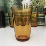 set of 4 amber yellow glasses from the 70s, signed France