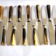 Set of 12 vintage table knives with horn handles and stainless steel blades RENEKA 24.5 cm