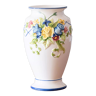 Vase ancien en barbotine fleurs
