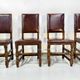 Vintage Handmade French Chairs in Leather & Oak, 1970s.