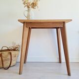 Table - old raw wood boarding school desk with compass legs
