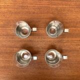 Vintage tea glasses RDA from East Germany by MUQ, Metallwarenfabrik Union Quedlinburg, set of 4.