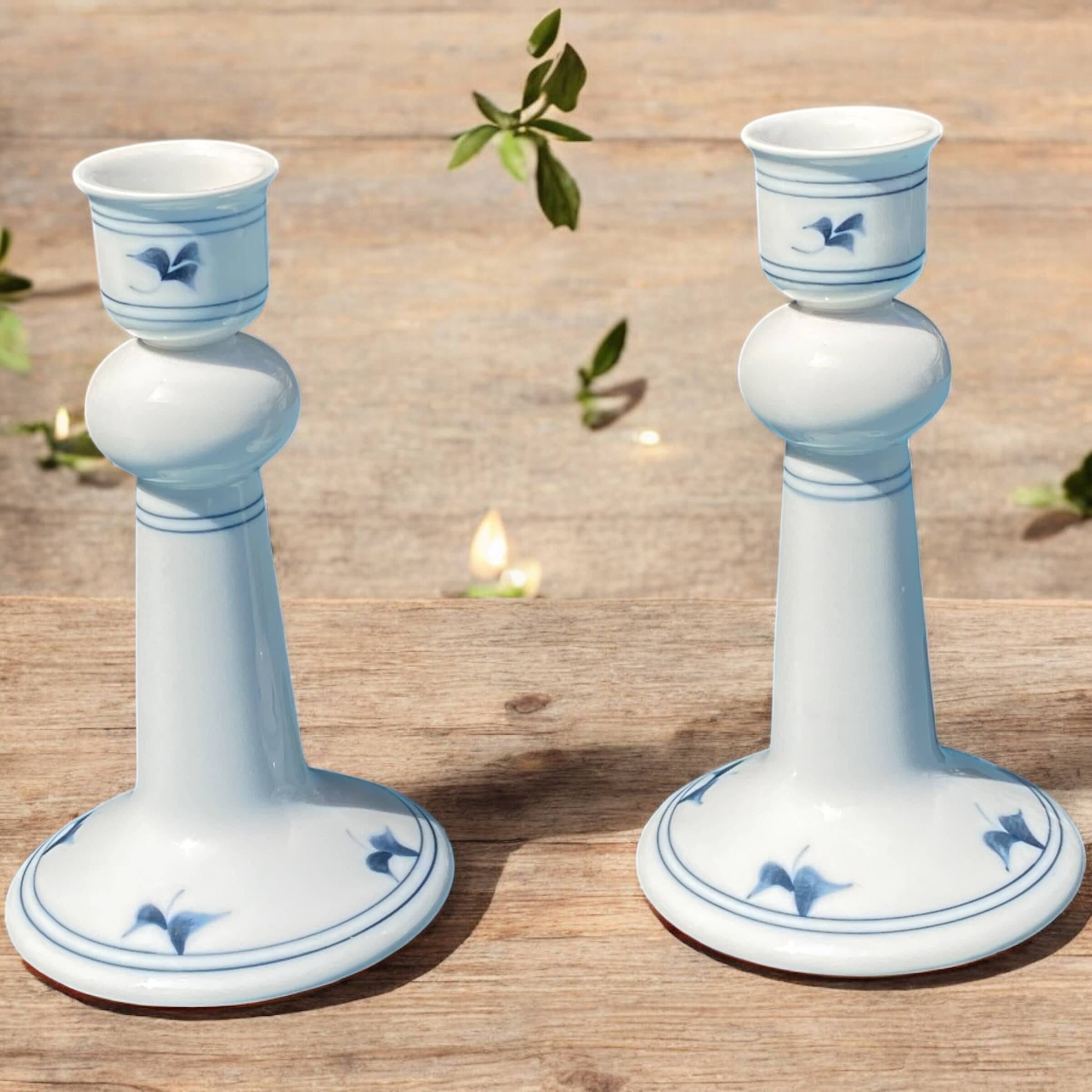 Pair of Vintage Porcelain Candlesticks - Royal Copenhagen Denmark