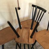 Set of 4 vintage 1960's chairs with bars and black compass legs