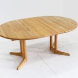 Table à manger vintage ronde extensible danoise Vamdrup Stolefabrik 1960