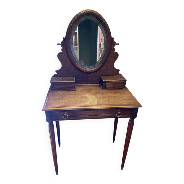Coiffeuse ancienne en bois sculpté – style Henri II / néo-Renaissance