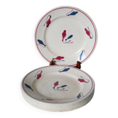 Lot de 6 assiettes plates Givors modèle Perce-Neige 1950