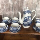 Old tea service the brook myott white ceramic blue decor england