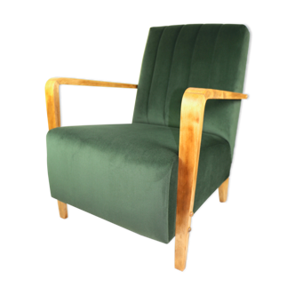 Fauteuil en velours olive, années 1970
