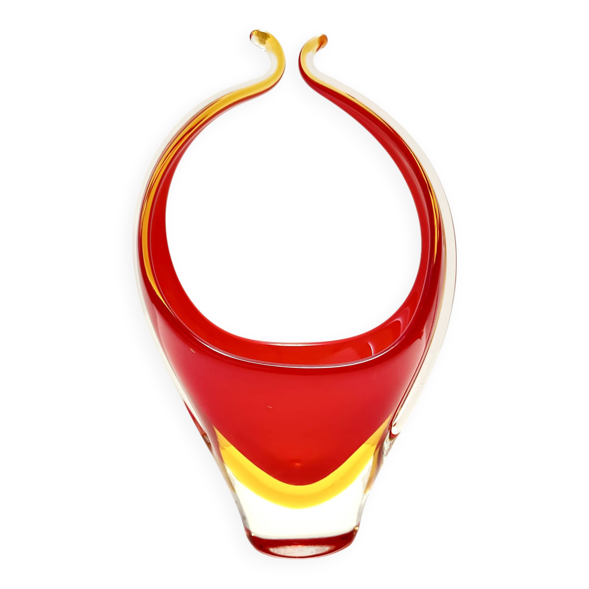 Red and Yellow Sommerso Murano Glass Vase attr. to Flavio Poli, Italy