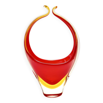 Red and Yellow Sommerso Murano Glass Vase attr. to Flavio Poli, Italy