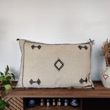 Grand coussin berbère etnique blanc 60x90 cm