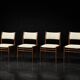Chaises en teck et tissu beige danois modernes du milieu du siècle, ensemble de 4