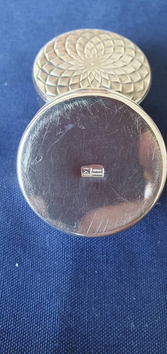 2 art deco style silver metal pill boxes