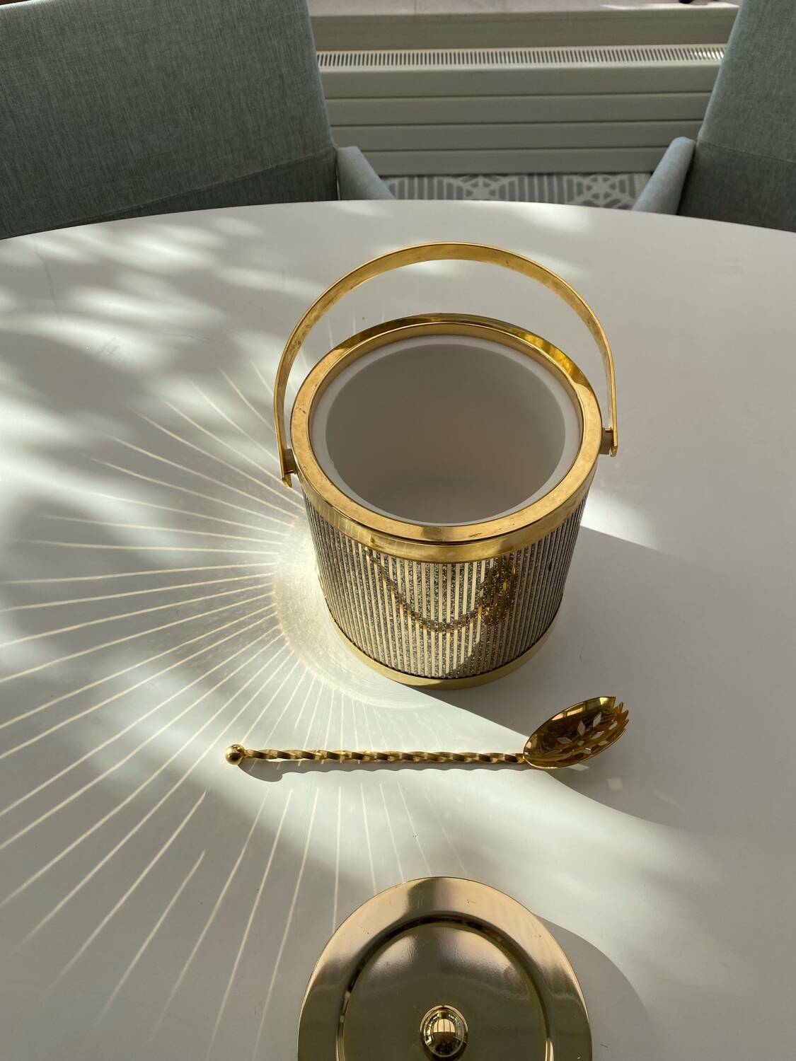 Vintage Hollywood Regency Gold Ice Bucket